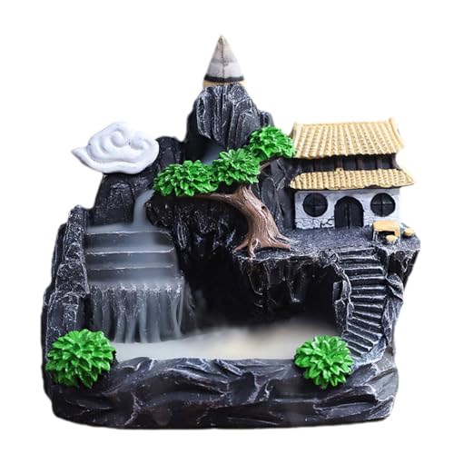 Backflow Incense Burner Waterfall Incense Holder, Resin Backflow Incense Cone Holder Fountain for Indoor Decoration Eliminates Odors and Purifies Air