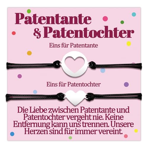 Patentante Armband Patentochter Geschenke für Patenkind Von Patentante Patentochter Armbänder Geschenk zum Geburtstag Geschenkideen Herz Schmuck Frauen Schmuckset für 2 Damen Sinvolles