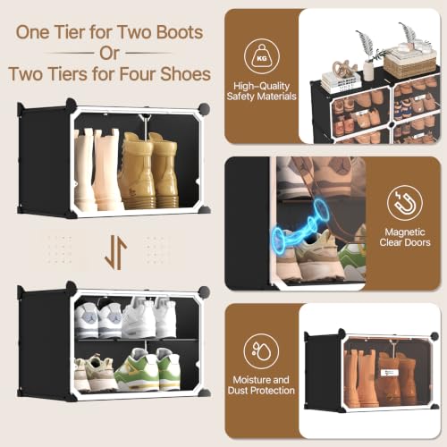 Black and White 10 Tier Modular Shoe Storage Cabinet with Magnetic Doors by wesimple - Used condition - Image 4