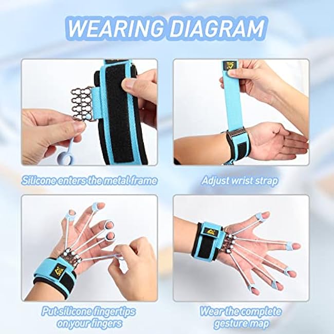 Finger Strengthener, Grip Strength Trainer, Gripster Finger Exerciser, Hand Grip Strengthener for Finger Strength & Therapy, 3 Resistance Levels (Grey 20LB, Blue 40LB, Black 60LB)