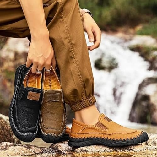 Men's Handmade Leather Orthopedic Outdoor Loafers, 2025 New Slip on Orthopedic Arch Support Walking Shoes, Comfortable Waterproof Non-Slip Casual Sneakers for Hiking Driving Travel2
