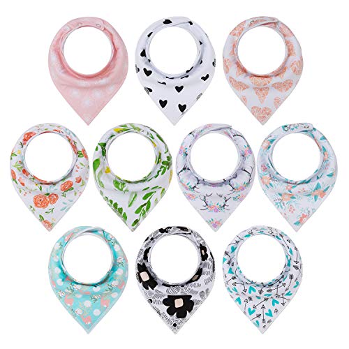 10-Pack Baby Girl Bandana Drool Bibs Gift Set for Drooling Teething by MiiYoung