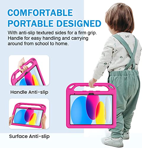 Coque résistante aux chocs iPad 10.9 2022 rose avec support pliable et vitre intégrée - 5