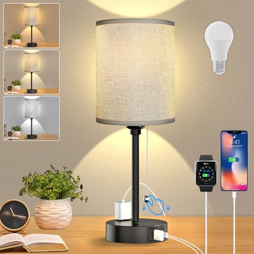 Catálogo de Lámparas de mesa y mesilla de noche de esta semana. 48 Lámpara de Dormitorio, JSXing Lámpara de Mesilla de Noche con Usb C Y A Puertos, Tirar de La Cadena Lámpara de Mesa con Toma de Ca, Lámpara de Mesilla de Noche para Los NiÑos...