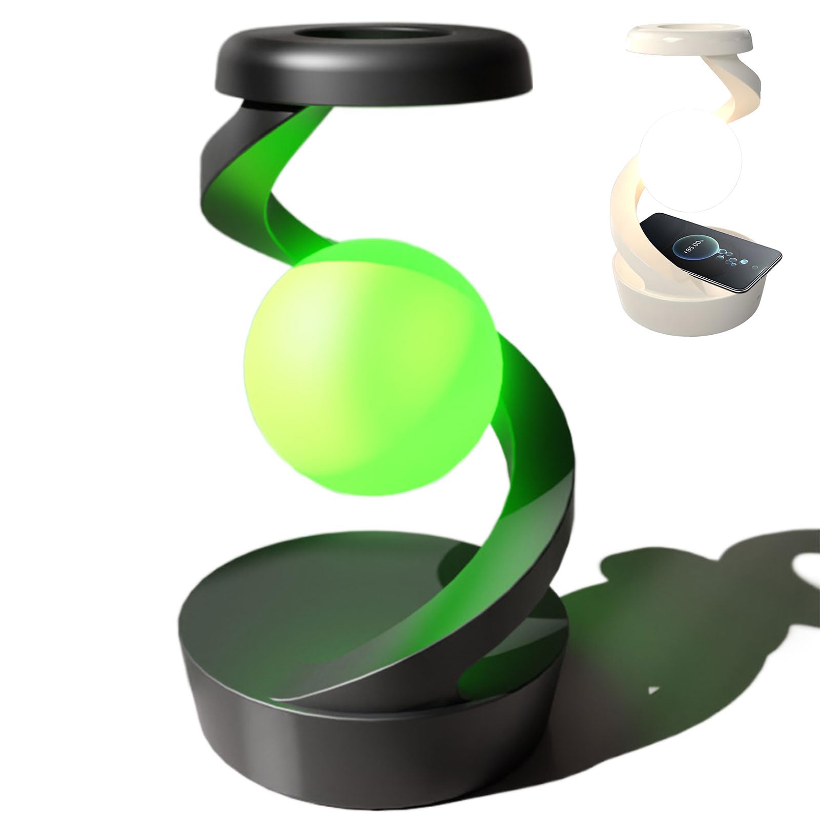 Luz de Bola Flotante con Cargador Inalámbrico, Lámpara Moderna Flotante y Giratoria 360°, Lámpara 3D de Luna Luz Nocturna RGB para Dormitorio, Sala de Estar o Mesita de Noche