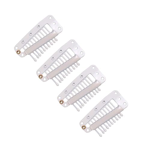 Miniatura 9 de YANTAISIYU 24 unidslote 1.260 in 9-dientes Metal Hair Clip con goma Snap Clips para peluca Accesorios Clips (marrón claro)