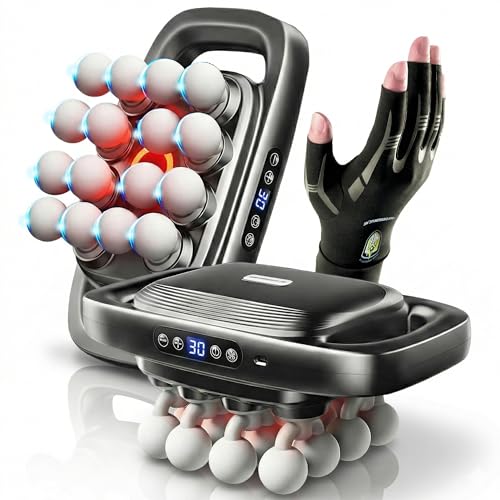 HANIF EVERGLOW LLC_HEC 16 Head Massage Gun, Free Arthritis Gloves for Full Body Pain Relief, Percussion Massager for Back, Neck, Shoulders, Legs Feet,30 Speeds 3 Modes,Muscle Relief,Pain Relife