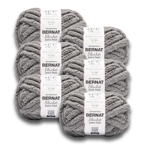 Image of Bernat Extra Thick Chunky Yarn for Crocheting Soft, Dark Gray, 6-Pack