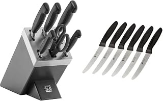 ZWILLING Self-sharpening knife block, 7 pieces, grey, four stars & 1002672 knife se…