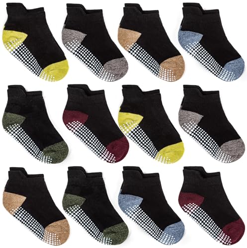 Image of Zaples Baby Non Slip Grip Ankle Socks with Non Skid Soles for Infants Toddlers Kids Boys Girls