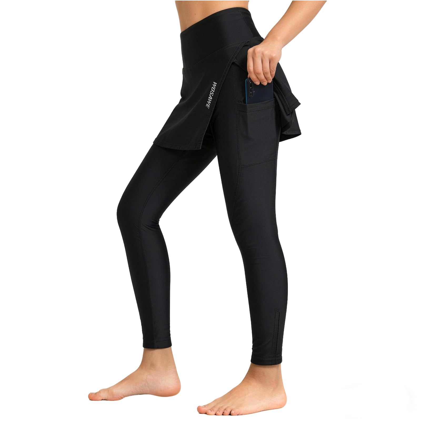 WOSAWE Pantalon de Cyclisme Longues pour Femme Respirant Elastique Leggings à Jupe Bicyclette Collants de Vélo 4D Rembourrés