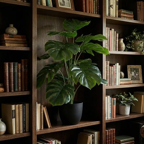 Image of Dekorly Plastic Fake Plants Artificial Floor Plants Large Tropical Palm Tree for Home Decor (Tropical Plant)