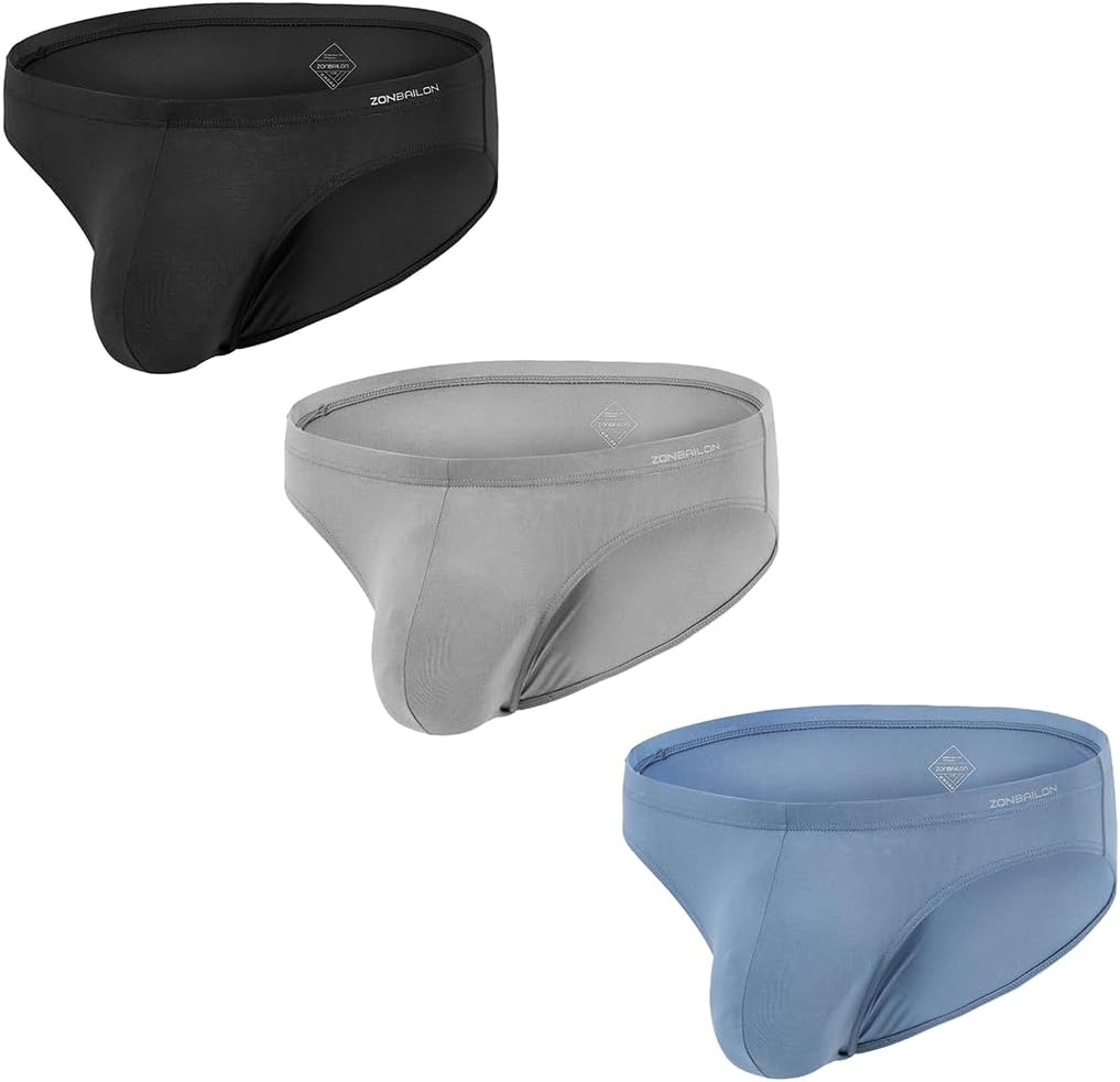 JINSHI Men's Bamboo Viscose Briefs Male Low Rise Breathable Solid Underwear with Contour Pouch M L XL 2XL 3XL