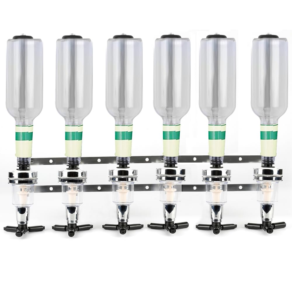 Bar Butler Dosificador Alcohol Mueble Óptico Dispensador de Verdor de Pared 4 o 6 Botella Soporte de Bebida Licor para Bar Hogar y Comerciales, Medidas Dosificación 25-45 ml (6 cabezas – (1,5 oz))