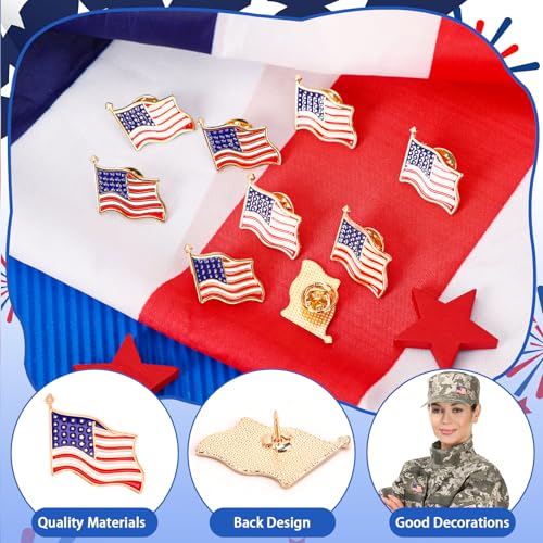 Image of SANNIX 60pcs American Flag Pins, Red White Blue, Brooches and Pins, USA Flag Badge Pins, Independence, Veteran, Memorial Day, 4th of July Decorations