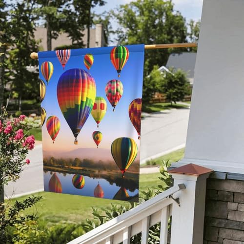 Drapeau de jardin montgolfières grand drapeau de maison extérieur en polyester