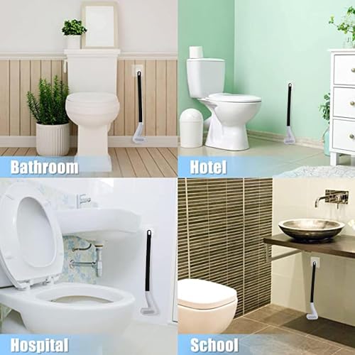 Image of Golf Toilet Brush with Self-Adhesive Wall Hook Holder Set, Flexible Silicone Toilet Bowl Cleaning Brush Bathroom Long Handled Toilet Cleaner Brush, Western & Indian Toilets (Pack of 2)