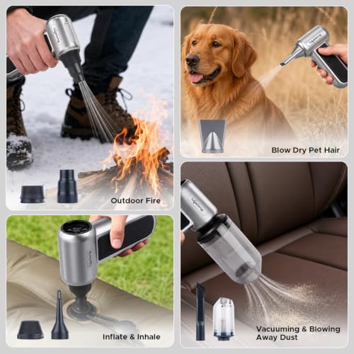 Image of Lifelong Handheld Air Blower & Air Duster for Home & Car | Cordless Rechargeable 130,000 RPM BL Motor | Adjustable Speed | LED Light, Multiple Attachments | Type-C | PC, Car & Home Cleaning