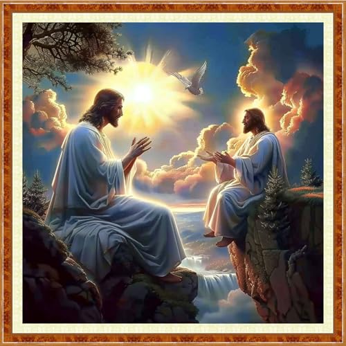 Image of Joyhoor Stamped Cross Stitch Kits for Beginners Needlepoint Kits for Adults Embroidery Kits 11CT Counted Cross Stitch Kits Printed Embroidery Pattern-Sermon on the Mount 18x18 inch