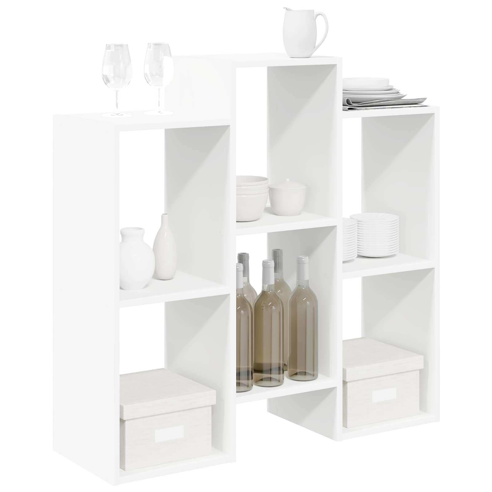 Credenza bianca 90 x 30 x 90 cm, scaffale autoportante