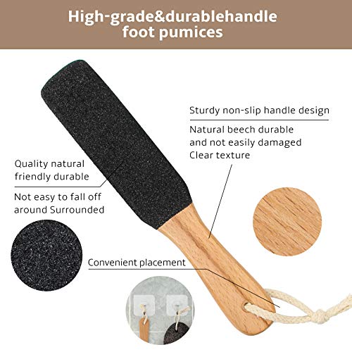 Chrider Foot File Callus Remover Foot Scrubber & Pumice Stone Set, Professional Wood Pedicure Foot File, Foot Care Pedicure to Remove Hard Skin and Corn, Can be Used on Both Wet and Dry Feet, 2 Packs