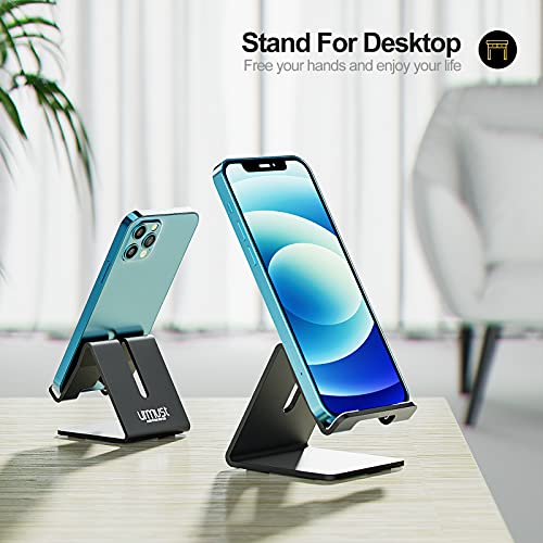 Urmust Desk Cell Phone Stand Holder Aluminum Phone Dock Cradle Compatible With Switch, For Iphone 14 13 12 11 Pro Xs Xs Max Xr X 8 7 6 6S Plus 5 5S 5C, Office Decor Accessories Desk (Black) #TOP1