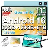 TECLAST P50 Tablet 11 Pollici 90Hz Tablets Android 16, T7250 2GHz Octa-Core, 32GB RAM+128GB ROM(TF 6TB), 8000mAh, Dual SIM 4G LTE+5G WiFi, Widevine L1/13MP/GPS/OTG, Gemini AI Tablet con Penna+Custodia