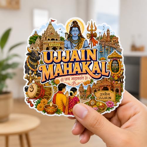 Image of Zesta Wooden Fridge Magnets Set | Refrigerator Decor Magnets for Kitchen | India Souvenir Fridge Magnet Collection | Wooden Magnet for Fridge Door Decoration (Ujjain Mahakal)