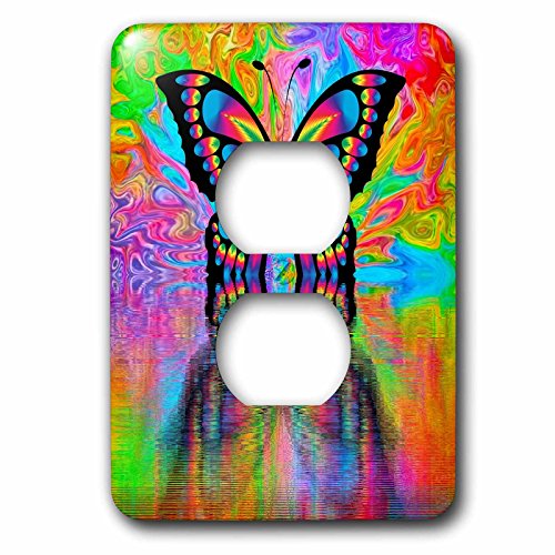 2 prises de courant papillon 3dRose cache prise arc-en-ciel