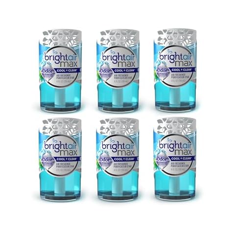 Bright Air Max 4 oz. Odor Eliminator Air Freshener, for Medium-Size Spaces, Cool & Clean Scent, Case of 6, Lasts up to 60 Days Each Cover
