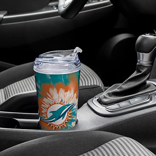Image of Rico Industries NFL Football Glitter 24oz Acrylic Glitter Tumbler with Hinged Lid, Officially Licensed Double Wall Tumbler with Straw