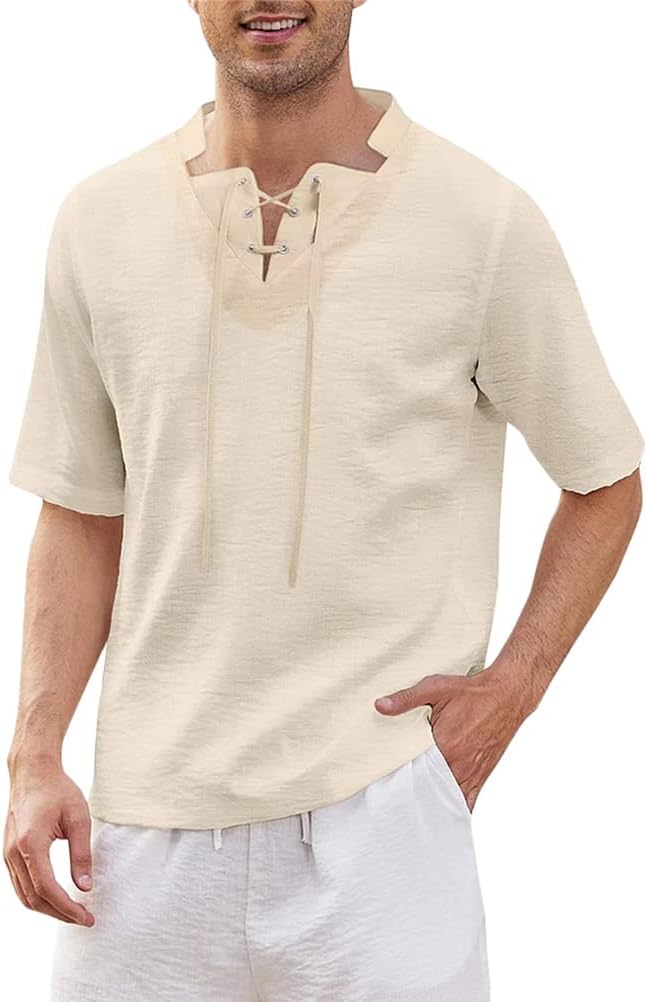 Onsoyours Uomo Camicia In Lino Manica Lunga Henley Shirt Con Bottoni Casual Elegante In Tinta Unita Slim Fit Maglietta T Shirt Da Uomo Per Interni Spiaggia Hippie A Verde 3xl 122690640