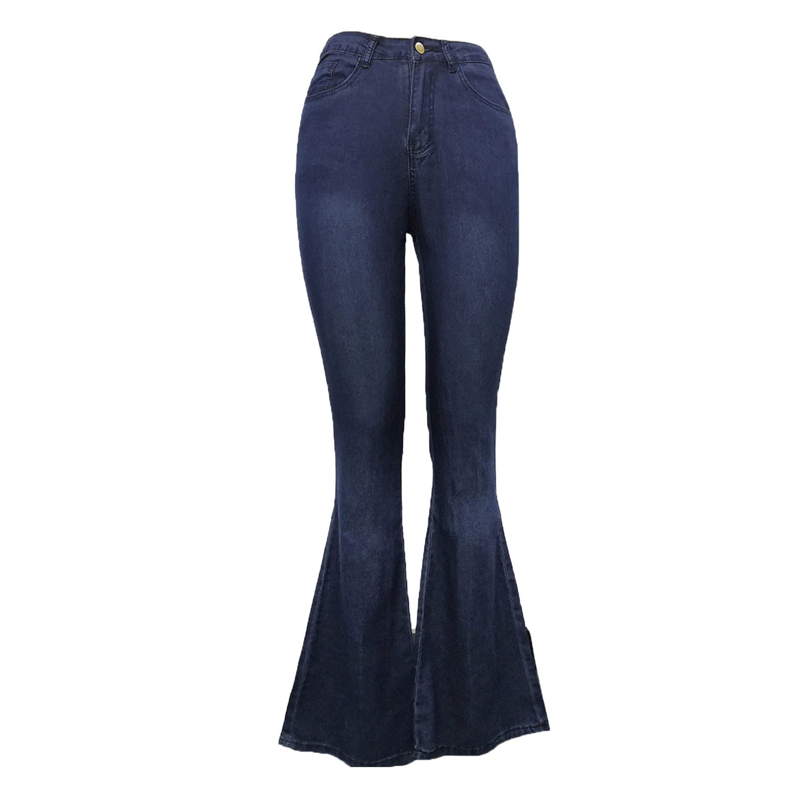 Flare Bell Bottom Jeans for Women High Waisted Stretch Wide Leg Denim Pants Classic Slimming Retro Comfy Jean (Dark Blue 2,3X-Large)