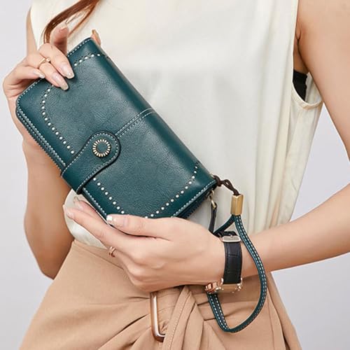 Civilizek/Beyonddraw Women's Fashion Zipper Wallet, Large Capacity Long Wallet for Women, Durable Large Womens wallet, Suitable for all occasions (Light blue)3