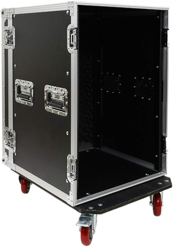 Seismic Audio - SA-PTR-16UC - 16 Space Pro Audio DJ Road Rack Case with Casters - 16U Pro Tour Grade Rack