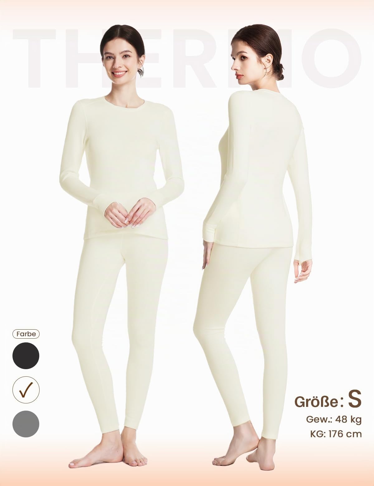 Thermounterwäsche Set Damen - Ultraweich mit Innenfleece & Warm | Atmungsaktiv, Ideal für Winter, Alltag und Outdoor, Leicht 220 g/m² oder Extra Warm 280 g/m² (S-XXL)
