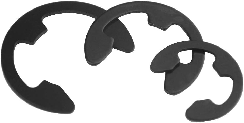 XINGYHENG 300PCS 9 Sizes Black Alloy Steel E-clip External Retaining Clamps Ring Washer Circlip Snap Retainer Rings Assortment Kit(3-22mm)