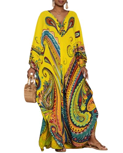 Image of Bsubseach Moo Moos for Women Batwing Sleeve Kaftan Dresses with Pockets