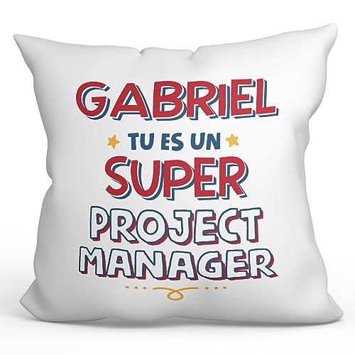 Mugffins Personnalisable: Coussins/Oreillers avec Rembourrage pour Project Manager Homme - 40x40 cm - en Français - Tu ES Super - Cadeau Personnalisable