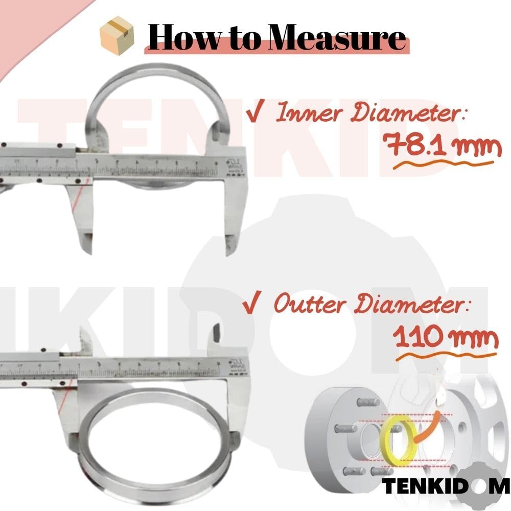 110 to 78.1 Hub Centric Rings OD=110mm ID=78.1mm Center Rings Aluminium Alloy Wheel Reducer Rings, 4 Pieces