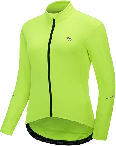 Baleaf - Chaqueta térmica de ciclismo para mujer, manga larga, con 4 bolsillos, forro polar, para bicicleta, cortavientos, reflectante, para clima