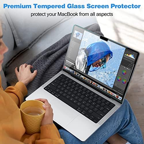 ProCase 2 Pack MacBook Pro 14 Inch Screen Protector 2021 Model A2442, Tempered Glass Screen Film Guard for MacBook Pro 14 2021 Release A2442 with M1 Pro / M1 Max Chip & Touch ID