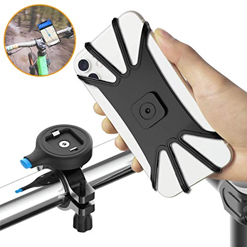 Cozycase Bike Phone Mount, Detachable Metal Bicycle Cellphone Holder, Universal Motorcycle Handlebar Stand Fits for iPhone 12/11/XR/XS, Galaxy S20/S9, 4.0\"-6.5\" Phones