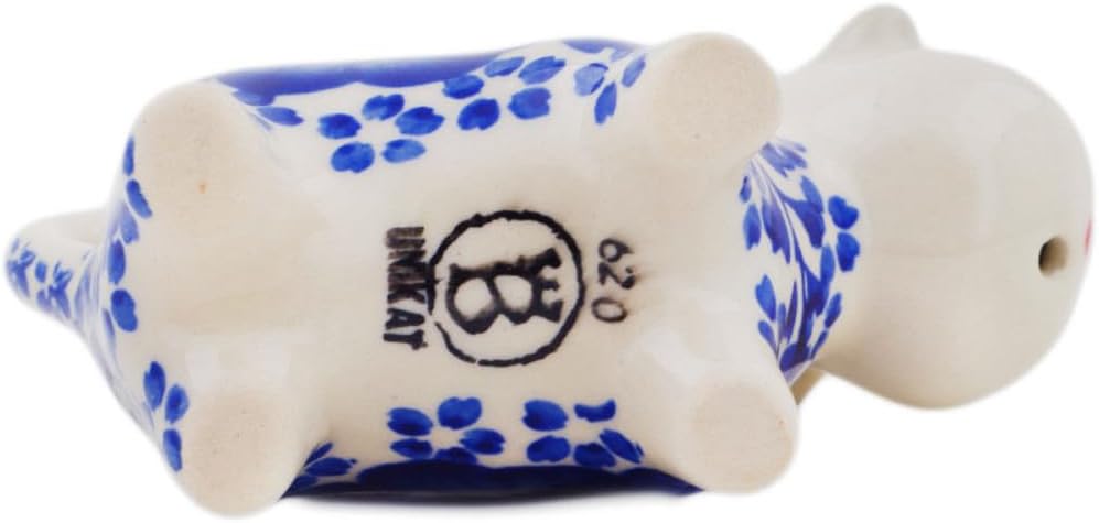 Polmedia Polish Pottery Cow Shaped Creamer - Cobalt Fantasy Pattern Handmade in Boleslawiec Poland by Ceramika Bona + Certificate of Authenticity