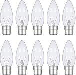 10 Pack B22 Candle Bulbs 60Watt, Clear Bayonet Light Bulbs Dimmable, 2700K Warm White, 610lm, 230V