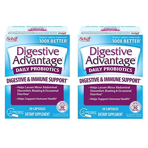 Digestive Advantage Daily Probiotic Capsule (50 Count In A Box), Survives 100X Better Than Regular 50 Billion Cfu, Lessen Minor Abdominal Discomfort, Bloating & Occasional Diarrhea (Pack Of 2) #TOP3