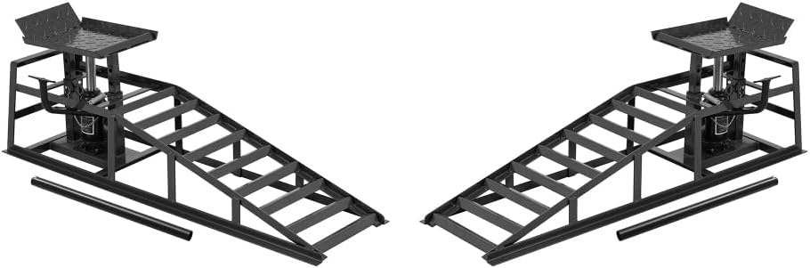 2 Pack Auto Car Truck Service Ramps Lifts with Pedal, Garage Car Lift Hydraulic Ramps 5 Ton, Automotive Hydraulic Lift Repair Frame Lift (Black)