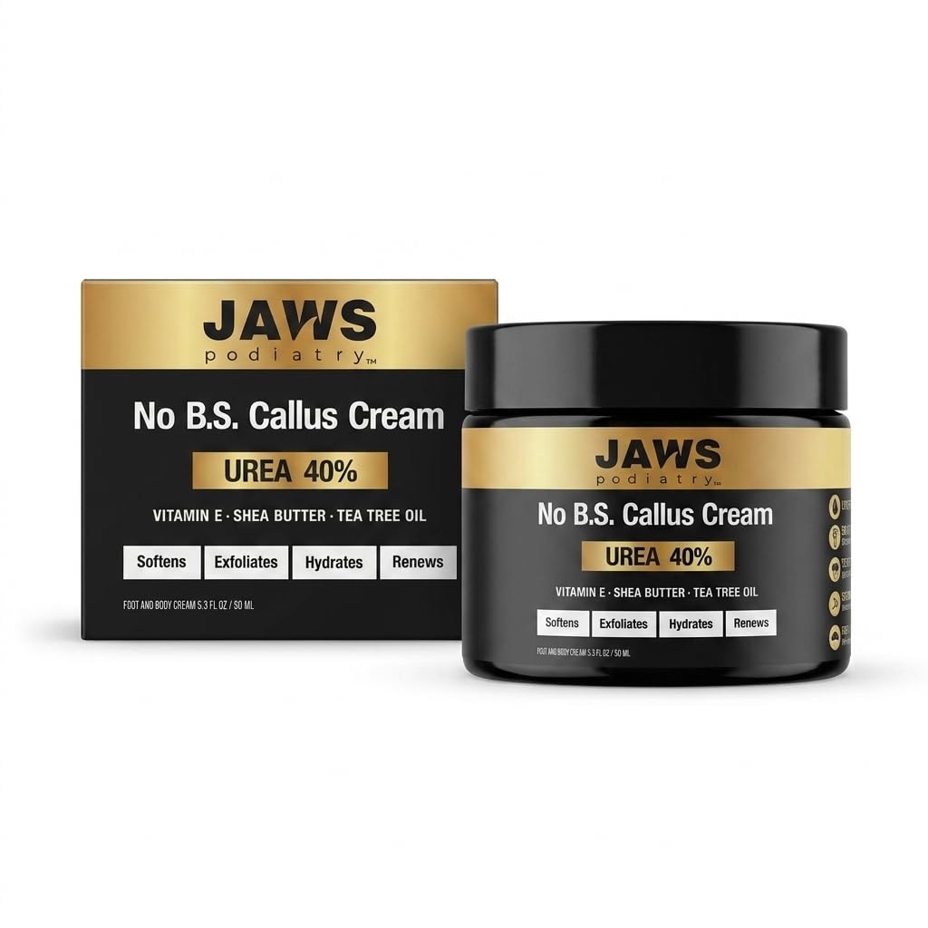 Jaws Podiatry 40% Urea Foot Cream – Intensive Softening for Dry, Cracked, Rough Skin & Calluses, Unscented
