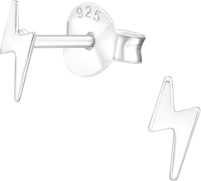 Lightning Bolt Sterling Silver Extra Tiny Stud Earrings 6mm