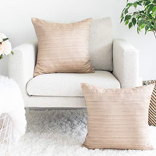 Image of The White Petals Taupe Throw Pillow Covers for Sofa, Couch & Bed (18x18 inch, Pack of 2)
